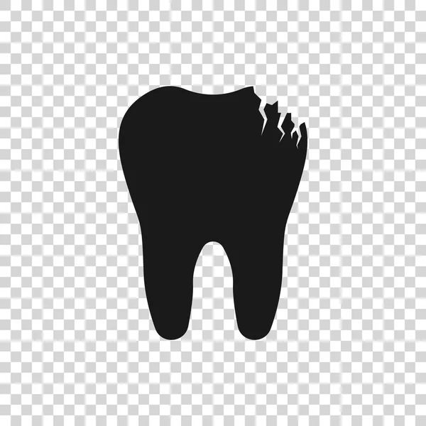 Ícone de dente quebrado cinza isolado em fundo transparente. Ícone de problema dentário. Símbolo de cuidados dentários. Ilustração vetorial —  Vetores de Stock