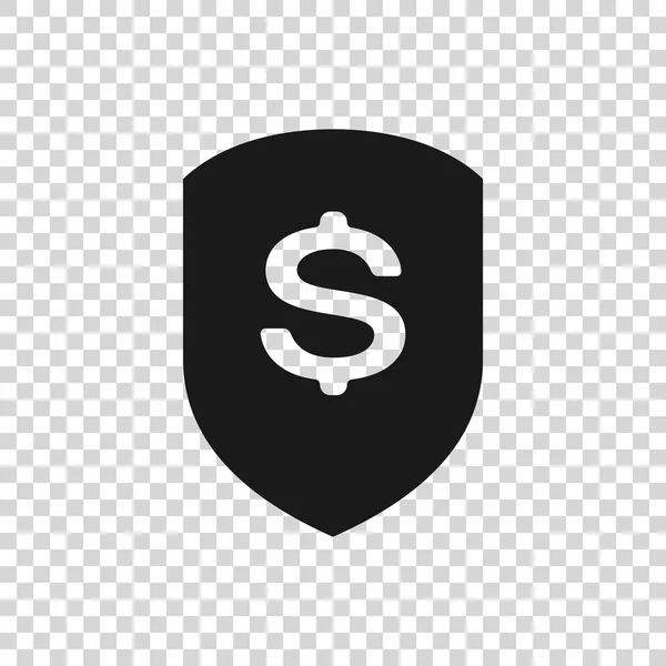 Grijs schild en dollar pictogram geïsoleerd op transparante achtergrond. Beveiliging schild bescherming. Money Security concept. Vector illustratie — Stockvector