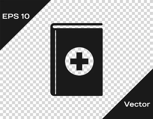 Icono de libro médico gris aislado sobre fondo transparente. Ilustración vectorial — Vector de stock