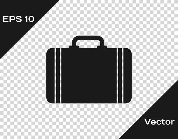 Grey Suitcase for travel icon isolated on transparent background. Traveling baggage sign. Travel luggage icon. Vector Illustration — Stock Vector