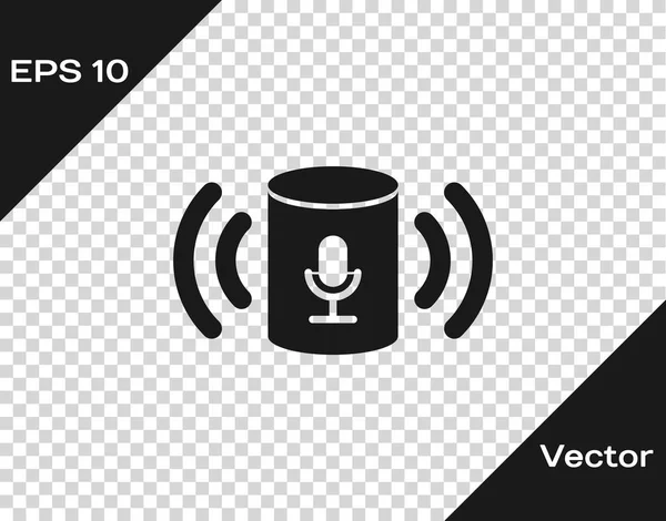 Ícone assistente de voz cinza isolado em fundo transparente. Controle de voz interface do usuário alto-falante inteligente. Ilustração vetorial — Vetor de Stock