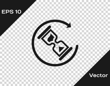 Saydam arka planda yalıtılmış Gri Bekleme simgesi. Bekleme süresi simgesi. Kum saati saati. Vektör İllüstrasyonu