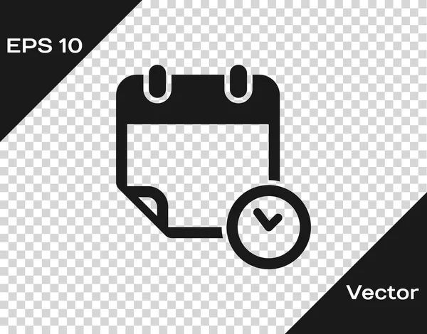 Calendário cinza e ícone do relógio isolado em fundo transparente. Horário, nomeação, organizador, timesheet, gerenciamento de tempo, data importante. Ilustração vetorial — Vetor de Stock