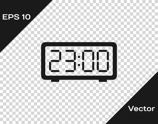 Graues digitales Weckersymbol isoliert auf transparentem Hintergrund. elektronischer Wecker. Zeitzeichen. Vektorillustration — Stockvektor