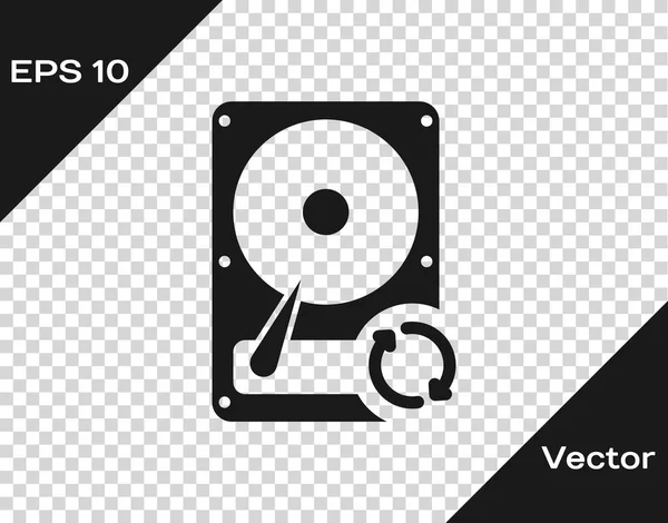 Graue Festplatte hdd sync refresh icon isoliert auf transparentem Hintergrund. Vektorillustration — Stockvektor