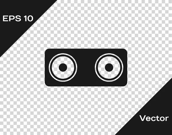 Grijs stereo speaker icoon geïsoleerd op transparante achtergrond. Luidsprekers van het geluidssysteem. Muziekpictogram. Muzikale zuilluidspreker Bass-apparatuur. Vector illustratie — Stockvector