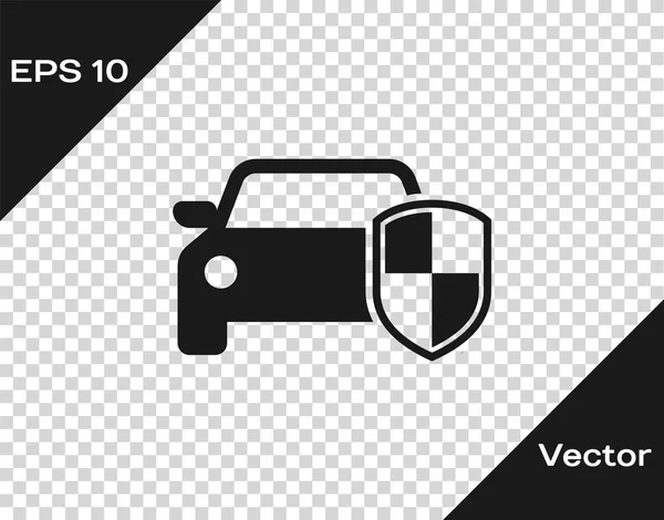 Grey Car protection or insurance icon isolated on transparent background. Protect car guard shield. Safety badge vehicle icon. Security auto label. Vector Illustration — Stock Vector