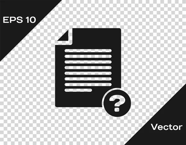 Graues unbekanntes Dokument-Symbol isoliert auf transparentem Hintergrund. Datei mit Fragezeichen. Halten Sie Bericht, Service und globales Suchzeichen. Vektorillustration — Stockvektor