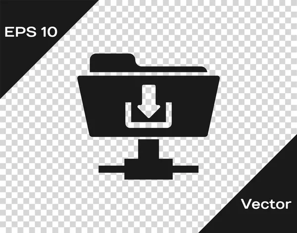 Graues FTP-Ordner-Download-Symbol auf transparentem Hintergrund. Konzept der Softwareupdate, Übertragungsprotokoll, Router, Teamwork-Tool-Management, Kopierprozess. Vektorillustration — Stockvektor