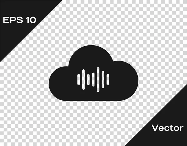 Icono de servicio de streaming de música gris aislado sobre fondo transparente. Computación en la nube de sonido, transmisión de medios en línea, canción en línea, onda de audio. Ilustración vectorial — Archivo Imágenes Vectoriales