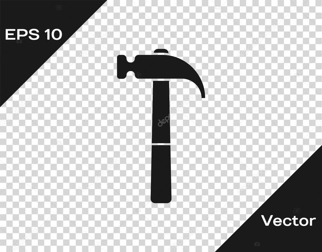 Grey Hammer icon isolated on transparent background. Tool for repair. Vector Illustration