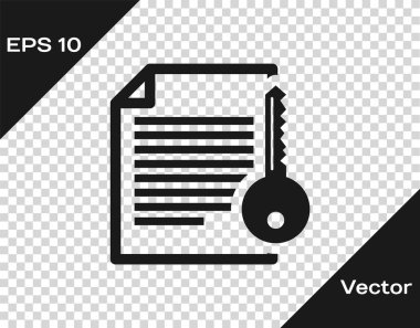 Gri Smart sözleşme simgesi saydam arka planda yalıtılmış. Blockchain teknolojisi, kripto para madenciliği, bitcoin, altcoins, dijital para piyasası. Vektör İllüstrasyonu