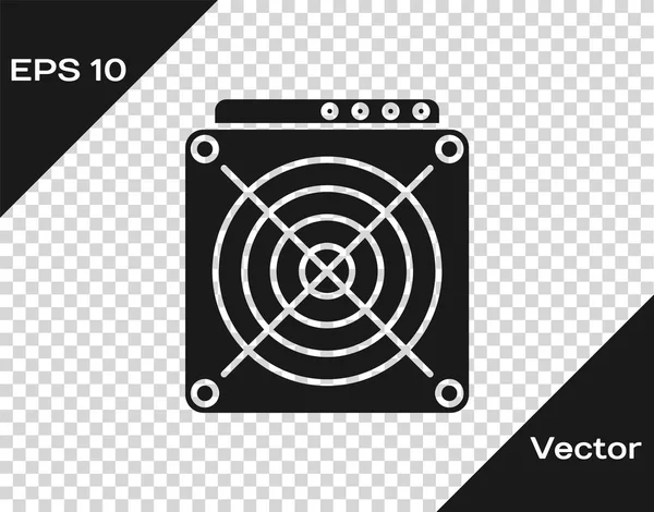 Graue asiatische Bergmann-Ikone auf transparentem Hintergrund. Ausrüstung und Hardware für den Abbau von Kryptowährungen. Anwendungsspezifische integrierte Schaltung. Vektorillustration — Stockvektor