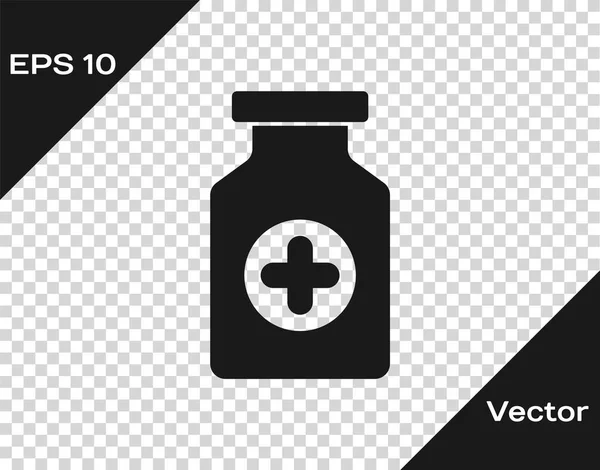 Icono del frasco de Grey Medicine aislado sobre fondo transparente. Signo de la píldora. Diseño de farmacia. Ilustración vectorial — Vector de stock