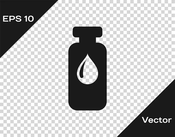 Vial médico gris, ampolla, icono de la botella aislado sobre fondo transparente. Vacunación, inyección, concepto de atención de la vacuna. Ilustración vectorial — Vector de stock