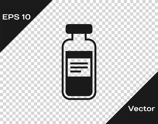 Vial médico gris, ampolla, icono de la botella aislado sobre fondo transparente. Vacunación, inyección, concepto de atención de la vacuna. Ilustración vectorial — Vector de stock
