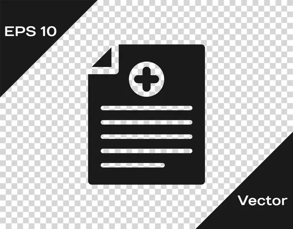 Portapapeles médico gris con icono de historia clínica aislado sobre fondo transparente. Formulario de seguro de salud. Prescripción médica, informe de chequeo médico. Ilustración vectorial — Vector de stock