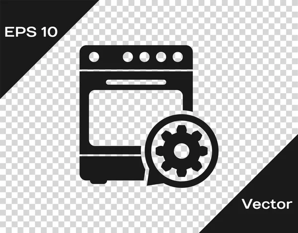 Graue Backofen und Getriebe-Symbol isoliert auf transparentem Hintergrund. Anpassung App, Servicekonzept, Einstellungsmöglichkeiten, Wartung, Reparatur, Reparatur. Vektorillustration — Stockvektor