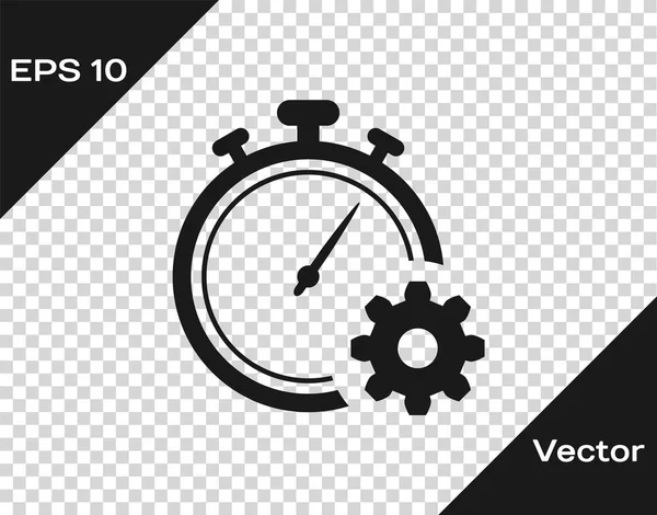 Grå Time Management ikon isoleret på gennemsigtig baggrund. Ur og gear tegn. Produktivitetssymbol. Illustration af vektor – Stock-vektor