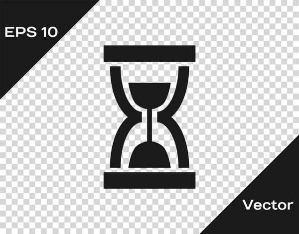 Reloj de arena gris viejo con el icono de arena que fluye aislado en el fondo transparente. Señal de reloj de arena. Concepto de negocio y gestión del tiempo. Ilustración vectorial — Vector de stock