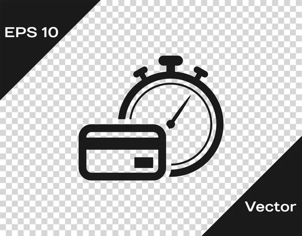 Icône de paiement rapide gris isolé sur fond transparent. Paiement par transfert d'argent rapide. Services financiers, prêt rapide, le temps est de l'argent, concept de cash back. Illustration vectorielle — Image vectorielle