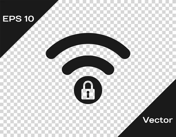 Grau Wifi gesperrt Zeichen Symbol isoliert auf transparentem Hintergrund. Passwort wi-fi-Symbol. Drahtlosnetzwerk-Symbol. Wifi-Zone. Vektorillustration — Stockvektor