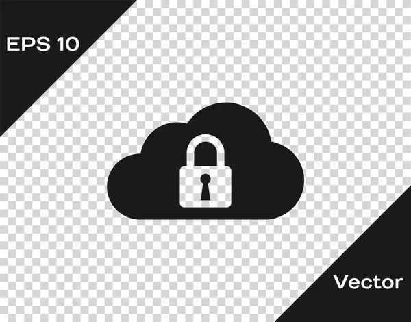 Ícone de bloqueio de computação em nuvem cinza isolado em fundo transparente. Segurança, segurança, proteção conceito. Ilustração vetorial — Vetor de Stock