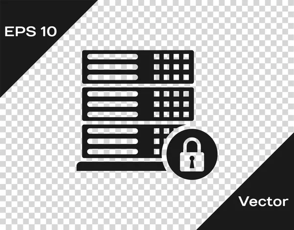 Seguridad del servidor gris con el icono de candado cerrado aislado en fondo transparente. Seguridad, seguridad, concepto de protección. Ilustración vectorial — Vector de stock