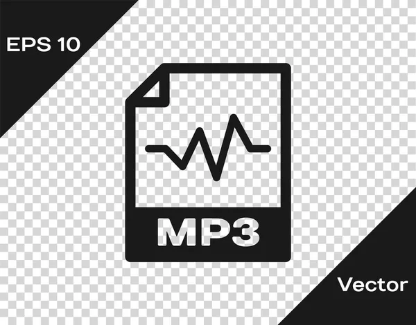 Иконка серого файла MP3. Иконка кнопки mp3 выделена на прозрачном фоне. Знак музыкального формата Mp3. Символ MP3 файла. Векторная миграция — стоковый вектор