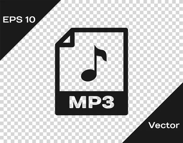 Grey MP3 file document icon. Download mp3 button icon isolated on transparent background. Mp3 music format sign. MP3 file symbol. Vector Illustration — Stock Vector