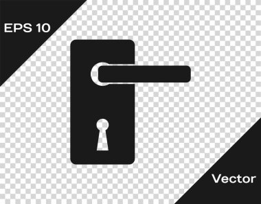 Saydam arka planda yalıtılmış Gri Kapı tutamacı simgesi. Kapı kilidi tabelası. Vektör İllüstrasyonu