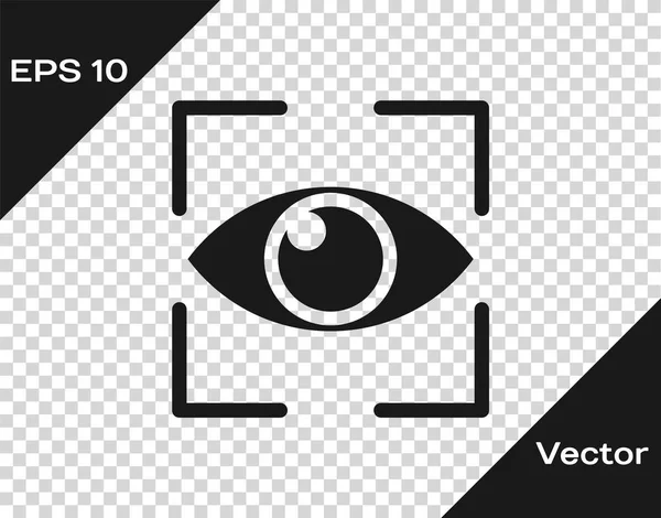 Grey Eye scan icon isolated on transparent background. Scanning eye. Security check symbol. Cyber eye sign. Vector Illustration — Stock Vector