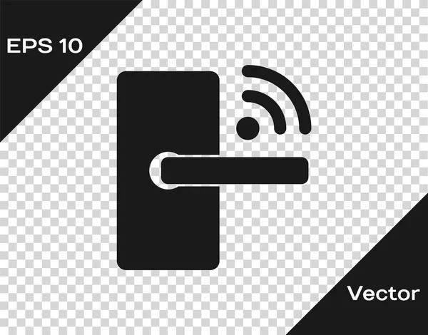 Graues digitales Türschloss mit Funktechnologie zum Entriegeln des Icons isoliert auf transparentem Hintergrund. Türklinkenschild. Sicherheit Smart Home Konzept. Vektorillustration — Stockvektor