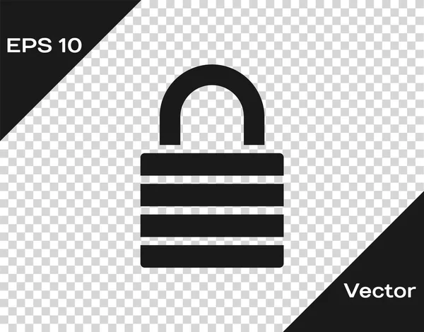 Icono de bloqueo gris aislado sobre fondo transparente. Señal de candado. Seguridad, seguridad, protección, concepto de privacidad. Ilustración vectorial — Vector de stock