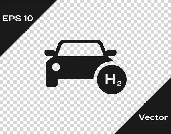 Icône de voiture hydrogène gris isolé sur fond transparent. Panneau de gare H2. Hydrogène voiture à pile à combustible écologique zéro émission. Illustration vectorielle — Image vectorielle