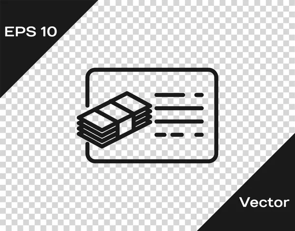 Icono de línea de documento financiero gris aislado sobre fondo transparente. Icono de factura y dinero. Planificación presupuestaria, ahorro de dinero y pago del concepto de deuda. Ilustración vectorial — Vector de stock