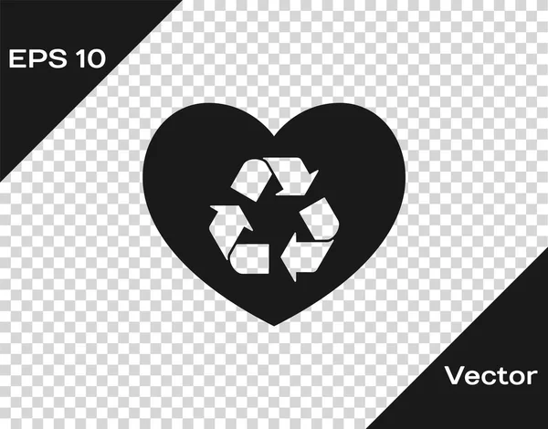 Icono de corazón ecológico gris aislado sobre fondo transparente. Corazón eco reciclar bio naturaleza. Concepto ambiental. Ilustración vectorial — Vector de stock