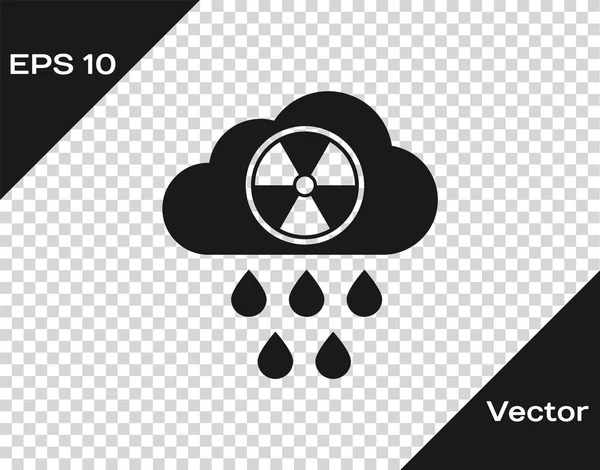 Chuva de ácido cinzento e ícone de nuvem radioativa isolado em fundo transparente. Efeitos da poluição atmosférica tóxica no ambiente. Ilustração vetorial — Vetor de Stock