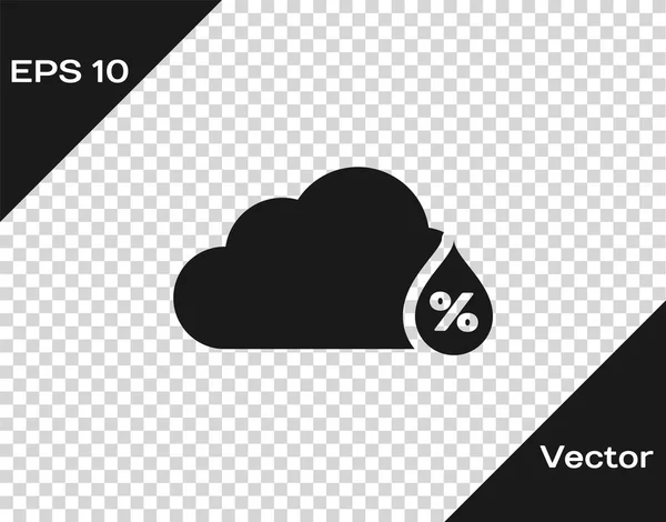 Ícone de umidade cinza isolado em fundo transparente. Tempo e meteorologia, nuvem, símbolo do termómetro. Ilustração vetorial — Vetor de Stock