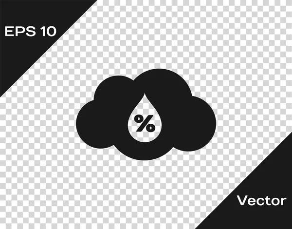 Graues Feuchtigkeitssymbol isoliert auf transparentem Hintergrund. Wetter und Meteorologie, Wolke, Thermometer-Symbol. Vektorillustration — Stockvektor