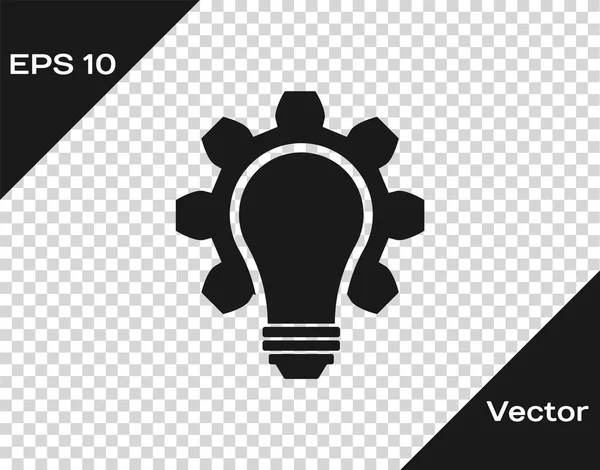 Grey Light bulb and gear icon isolated on transparent background. Innovation concept. Business idea. Vector Illustration — Stock Vector