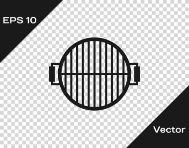 Gri Barbekü ızgara simgesi şeffaf arka plan üzerinde izole. Barbekü ızgara üst görünümü. Çelik ızgara. Vektör İllüstrasyonu
