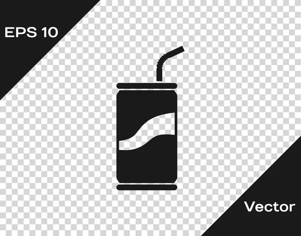 Grey Soda lata con beber icono de paja aislado sobre fondo transparente. Ilustración vectorial — Vector de stock
