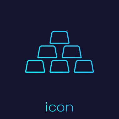 Turkuaz Altın çubuklar çizgi simgesi mavi arka plan üzerinde izole. Bankacılık iş kavramı. Vektör İllüstrasyonu