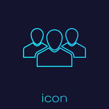 Mavi arka planda yalıtılmış Turkuaz Kullanıcılar grup satırı simgesi. Kişi grubu simgesi. İş avatarı simgesi - kullanıcı profil simgesi. Vektör İllüstrasyonu