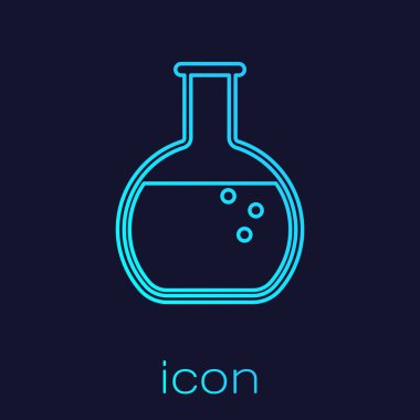 Turkuaz Test tüpü ve mavar - kimyasal laboratuvar test hattı simgesi mavi arka plan üzerinde izole. Vektör İllüstrasyonu