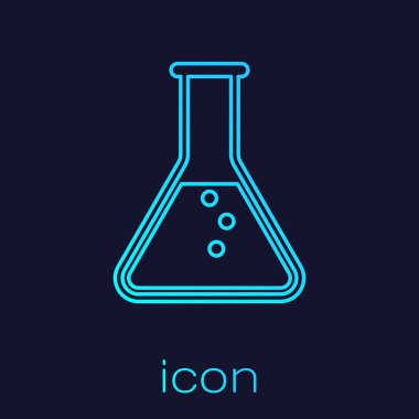 Turkuaz Test tüpü ve mavar - kimyasal laboratuvar test hattı simgesi mavi arka plan üzerinde izole. Vektör İllüstrasyonu