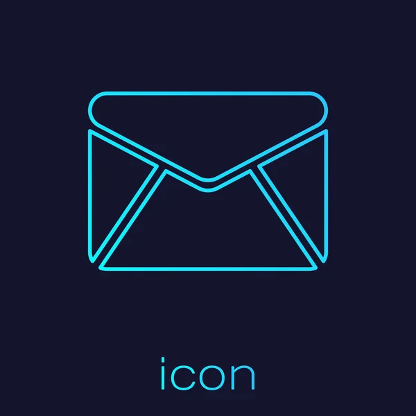 Turquoise envelop lijn icoon geïsoleerd op blauwe achtergrond. E-mail bericht letter symbool. Vector illustratie — Stockvector