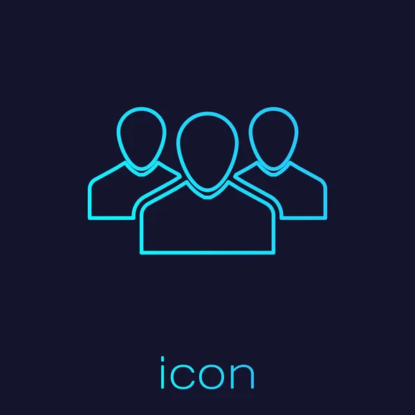 Icône de ligne de groupe Utilisateurs turquoise isolée sur fond bleu. Icône Groupe de personnes. Symbole avatar d'entreprise - icône de profil des utilisateurs. Illustration vectorielle — Image vectorielle