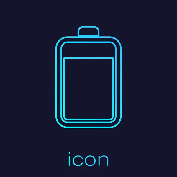 Icona linea batteria turchese isolata su sfondo blu. Illustrazione vettoriale — Vettoriale Stock